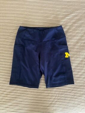 University of Michigan Navy Biker Shorts W/ Pockets